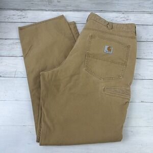 Carhartt Pants Mens 38x32 Tan utility rugged flex canvas work relaxed 5 pocket